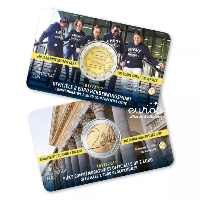 Coincard 2 euros commémorative BELGIQUE 2017 - 200 ans Université de Ghent - UNC 3