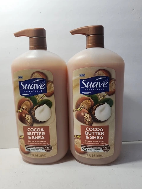 Lote de 2 suaves mantequilla de cacao y karité lavado corporal suave con bomba 30 OZ cada uno