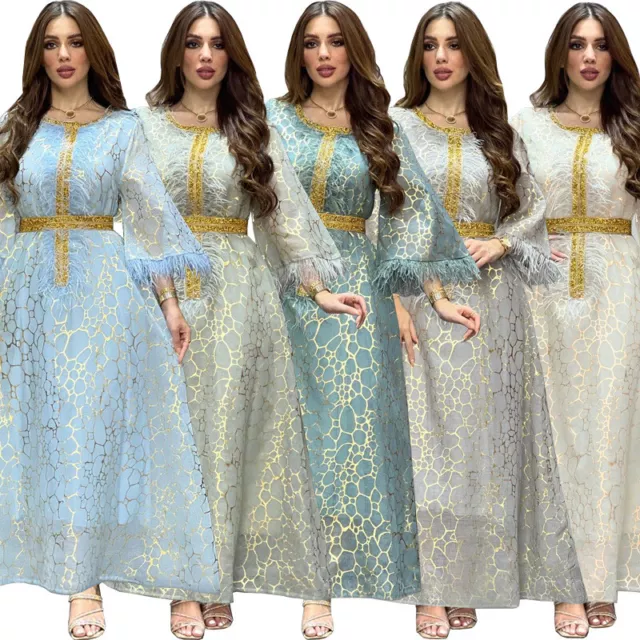 Dubai Evening Women Long Dress Abaya Muslim Jilbab Kaftan Ramadan Moroccan Gown