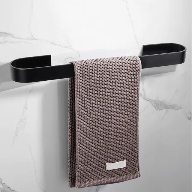 Schwarz Handtuchhalter Gestellhalter Wandmontage für Bad Küche Zuhause Hotel - 40cm