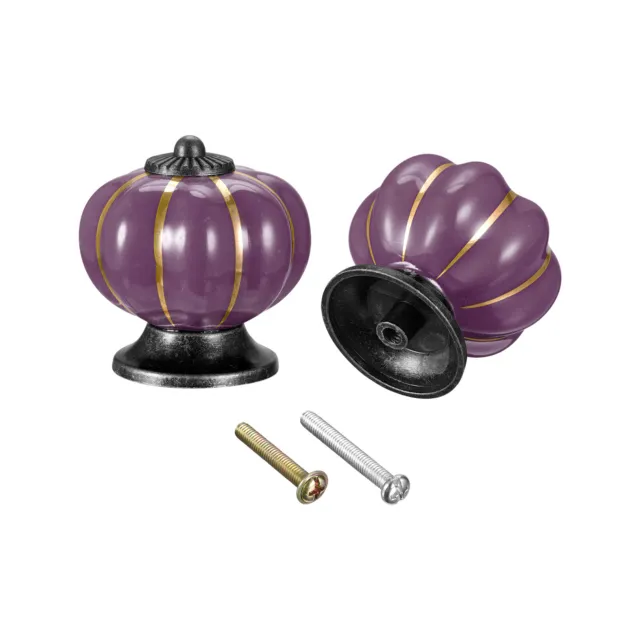 Tiradores de Cajón de Cerámica, Pomos de Forma de Calabaza 40x40mm, Púrpura 4uds