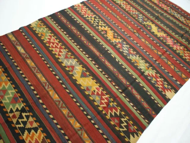 22456 Handgewebter Teppich Kazak Kilim Kaukasus Kelim antik fein ca 327x175 cm