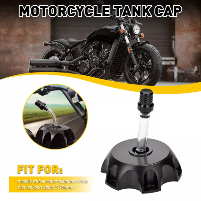 49mm Motorcycle Aluminum Petrol Fuel Gas Tank Cap Cover With Breather Pipe EOA