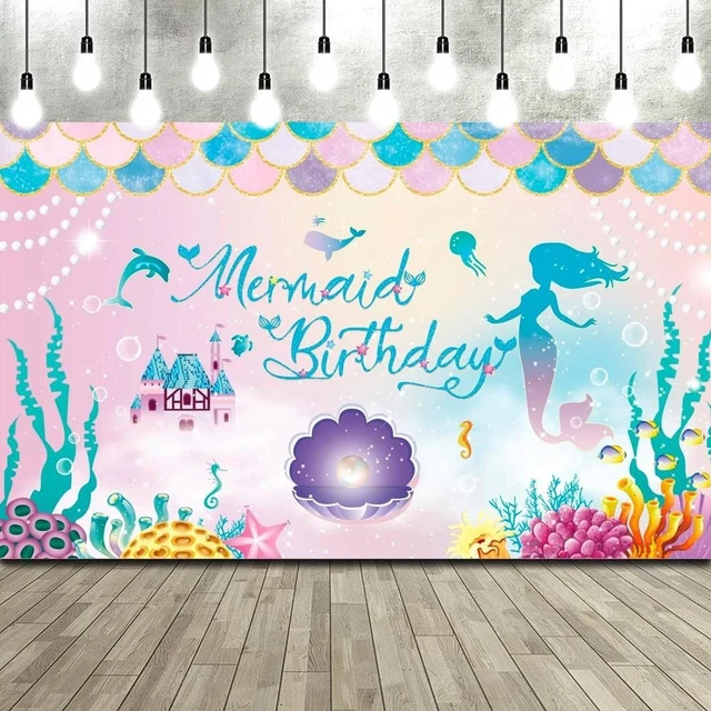UNDER THE SEA Mermaid Birthday Party Backdrop Girl Princess Mermaid ...