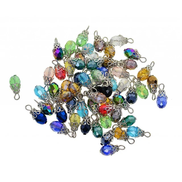 50pcs Bunte Kristallglas Charms Anhänger Schmuckanhänger für Armband