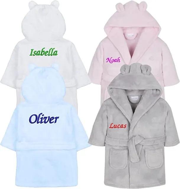 Personalised Embroidered Dressing Gown -  Kids Robe Dressing Gown Baby Bath Gift