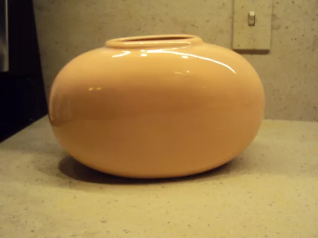 Vintage Haeger 4317 Peach Salmon Pink Oval Oblong Glazed Large Ceramic Vase