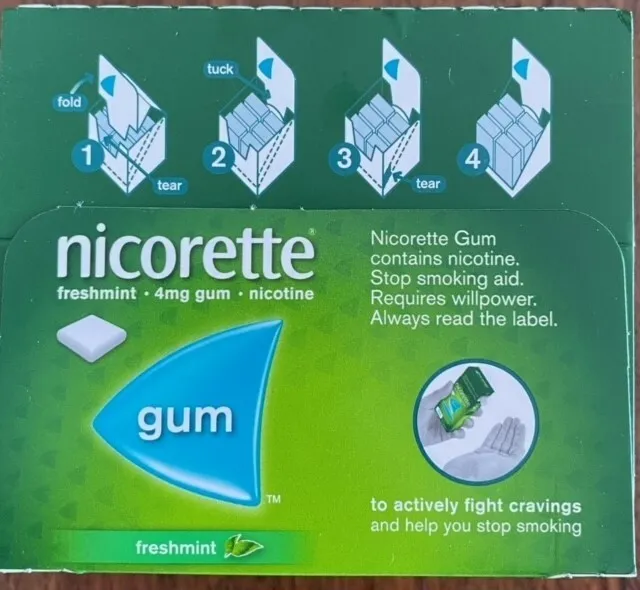 Nicorette Gum Nicotine chicles FRESH MINT 4 mg *** POCKET PACK *** 6 x 25 (150)