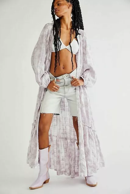 Free People Washed Edie Maxi Dress Duster Button Down Slip Size XS NWT $168