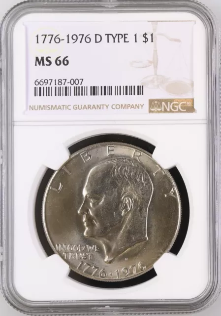 1976-D $1 Type 1 Eisenhower  Dollar NGC MS66  6697187-007