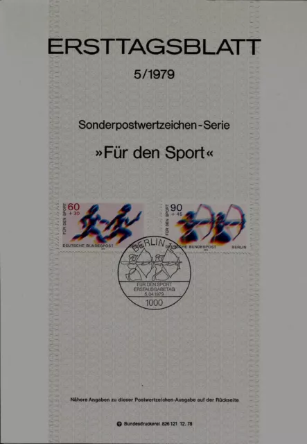Berlin MiNr 596-597 ETB 5-79 "Sporthilfe 1979" -Bogenschießen-Staffellauf-