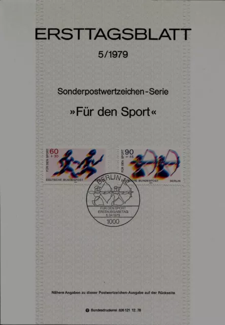 Berlin MiNr 596-597 ETB 5-79 "Sporthilfe 1979" -Bogenschießen u.a.-