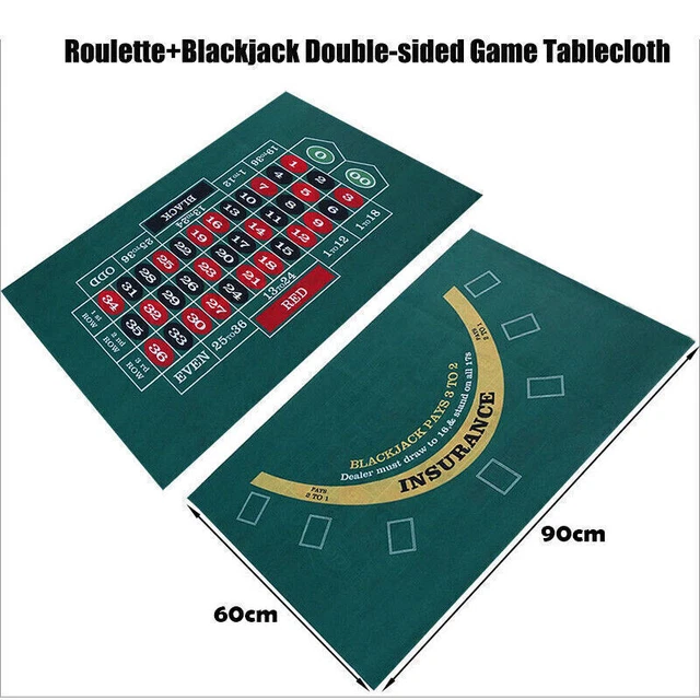 Tapis De Poker Double Face 60x90 Cm – Craps Et Blackjack – Feutre Pliable – Pour Table Basse, Voyage