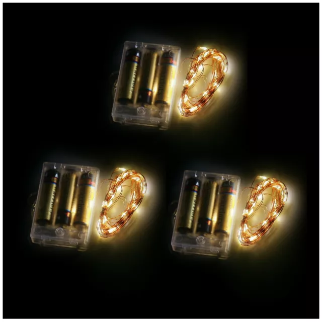 3PCS Warm White Copper Wire String Lights 30 LEDs Starry Sky Fairy Lights 9.8 ft