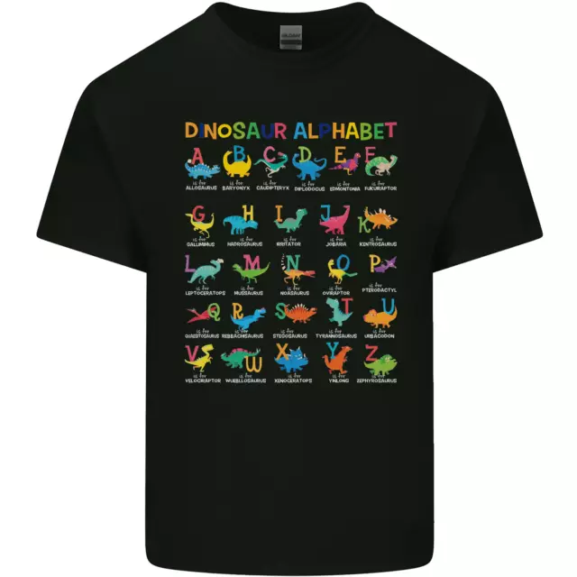 T-shirt top da uomo Dinosaur Alphabet T-Rex divertente in cotone