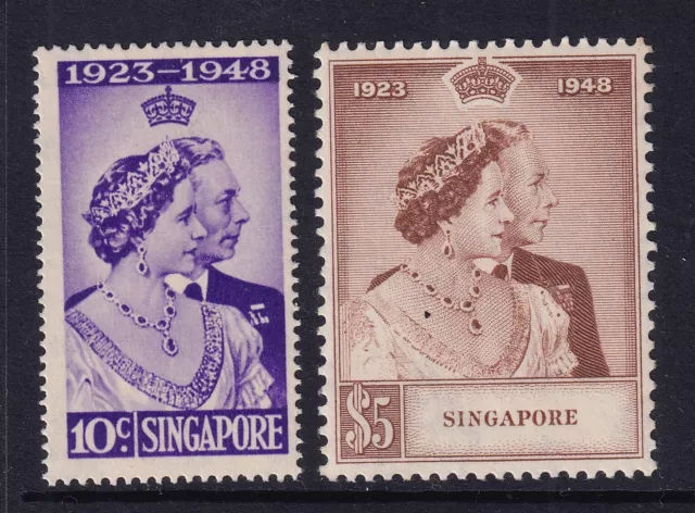 SINGAPORE 1948 Royal Silver Wedding set, SG 31/32, mounted mint
