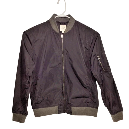 Gap Lightweight Bomber Military Rain Windbreaker Jacket Full Zip Black Outwear M