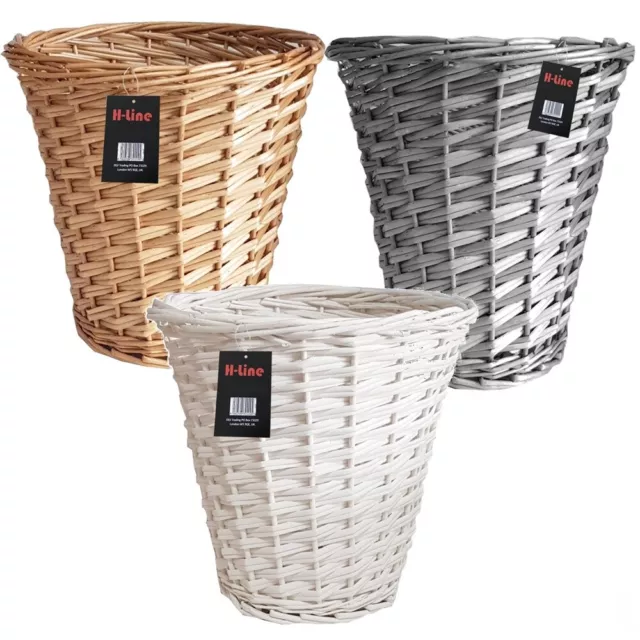 Wicker Willow Basket Storage Bin Waste Paper Basket Bathroom Country Style Bin