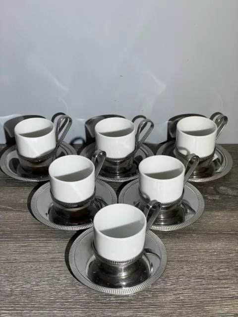 Service de 6 tasses à café + supports et soucoupes. Orfèvrerie « Létang Rémy » 2