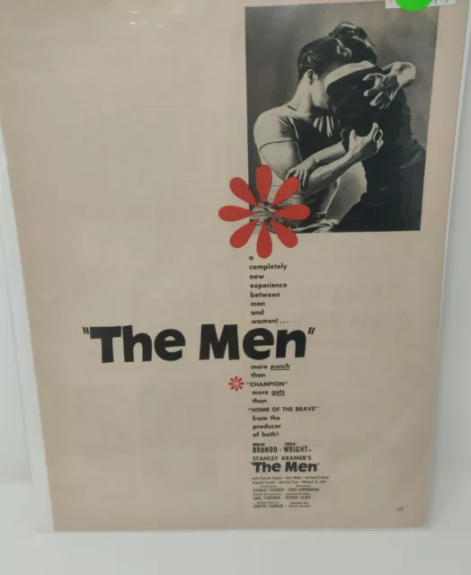 Vintage 1950 Marlon Brando The Men Movie Advertisement