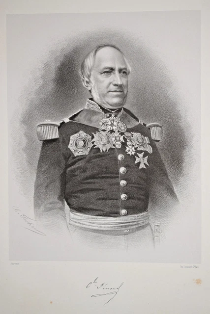 VICE ADMIRAL CHARLES PENAUD Portrait ENGRAVING Victor Frond Pantheon 39x27 cm 1865
