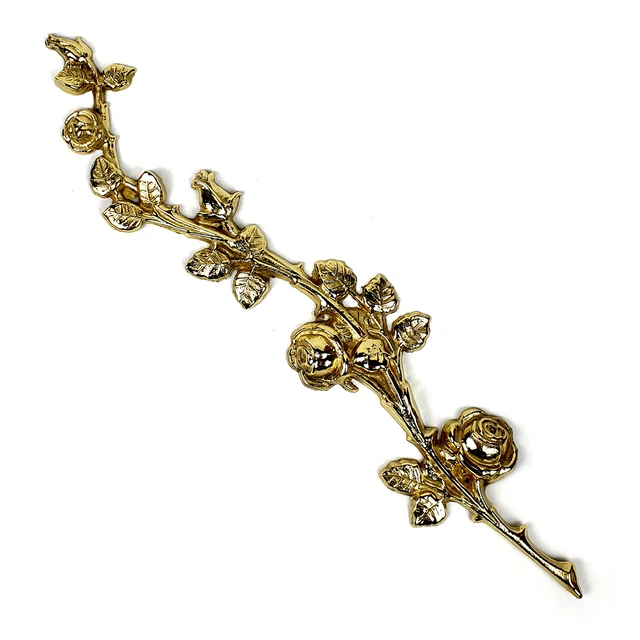 ROSENZWEIG AUS MESSING 38cm, Bronze Metall Rose Goldrose Brass Branch