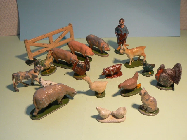 Lot De 4 Figurines Quiralu : La Ferme - Figurines Miniatures Vintage Pour Collection Ou Jeu
