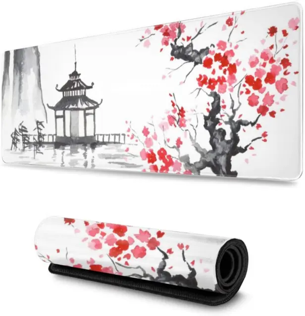 Japanese Painting Cherry Blossom Gaming Mouse Pad XL Large Desk