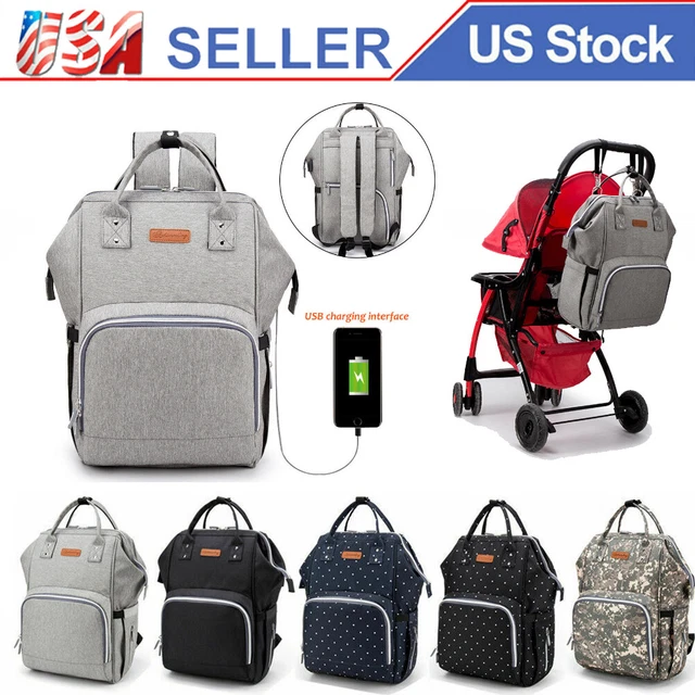 Diaper Bag Backpack Maternity Nappy Baby Bag Organizer Waterproof w/ USB Port