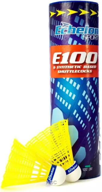 Echelon E100 gelbe Badminton Shuttlecocks 6 Stück, hochwertige britische Made