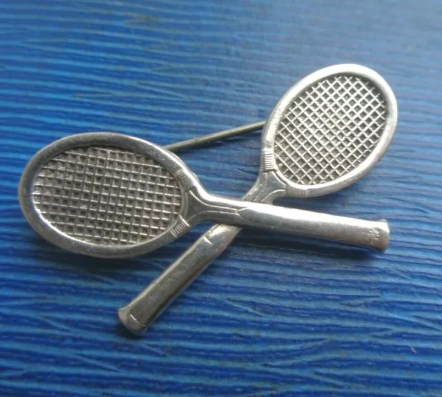 Victorian or Edwardian Silver Tennis Racquets Brooch c.1900 3