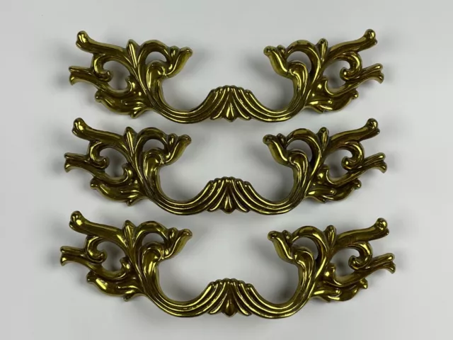 Vintage Ornate Drawer Pulls 6.25" long, Brass Coloured Baroque Filigree