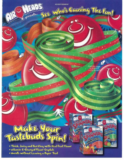 2004 AirHeads Fruit Spinners Candy Tastebuds Vintage Magazine Print Ad/Poster