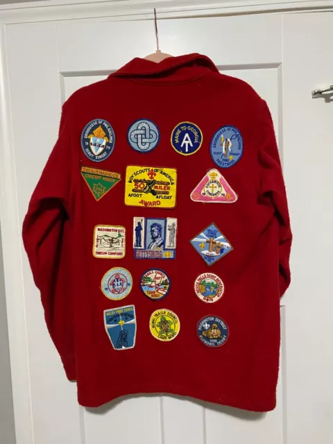 Vintage VTG 70s Boy Scouts of America Red Wool Jacket Made in USA Size 38