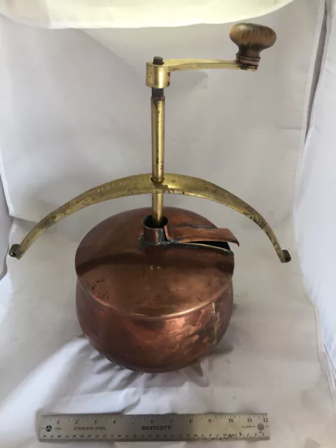 Vintage Antique Heavy Brass Copper By Her Majesty's Royal Letters Pot Crank Bowl