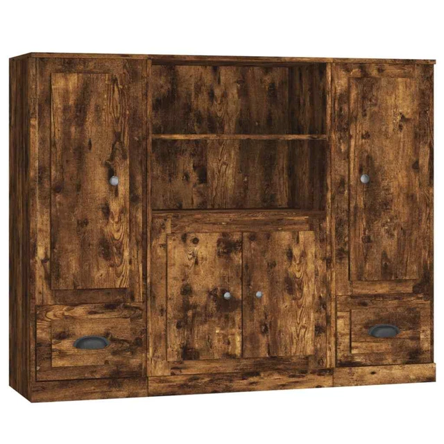 AX Credenza 3 Mobiletti 132x35.5x103.5cm Rovere Fumo Minimalista Legno + 3185316