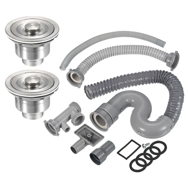 Drainage évier Trousse Drainage Tuyau 4 Voie Connecteur pour Cuisine Gris Vert