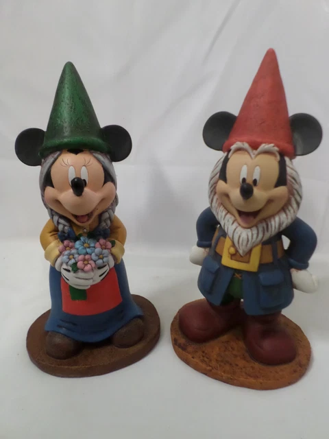 Pair Authentic Disney Mickey & Minnie Mouse 13" Resin Garden Gnome Statues Pair Authentic Disney Mickey & Minnie Mouse 13" Resin Garden Gnome Statues