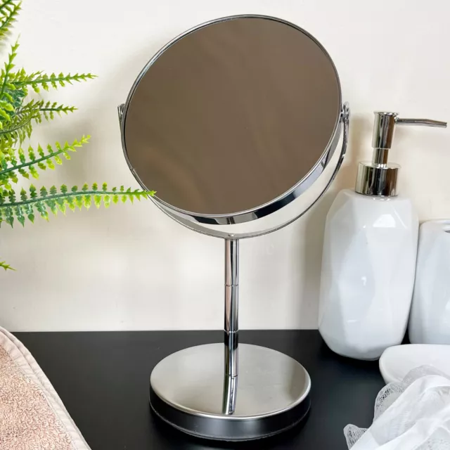 2X Magnifying Chrome Pedestal Mirror Glass Make Up Shaving Cosmetic Bathroom New