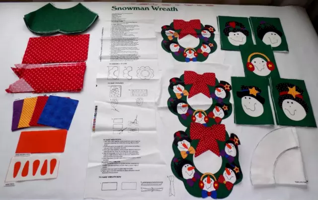 Snowman Wreath Fabric Cut & Sew Material Makes 3 Wreaths VIP Cranston Christmas 2