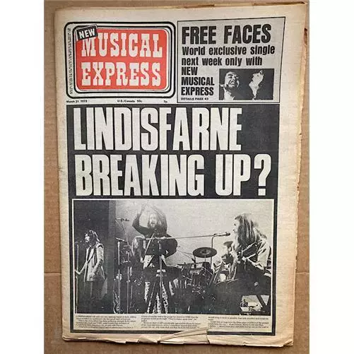 LINDISFARNE NME MAGAZINE MARCH 31 1973 - LINDISFARNE COVER + COVER STORY (aged)