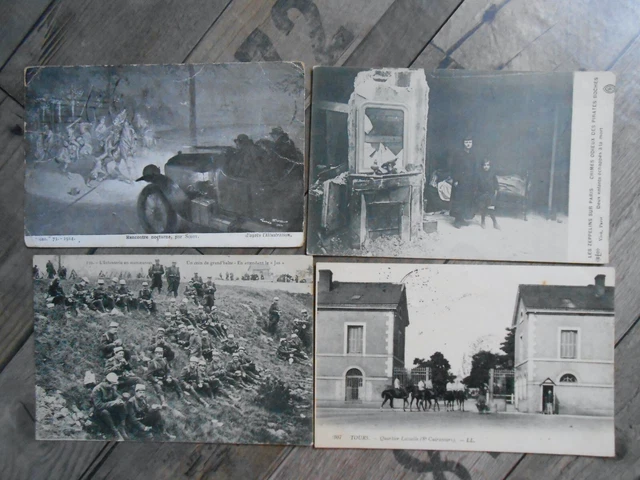 Militaria     :   Lot De 4 Belles Cartes Postales Anciennes.