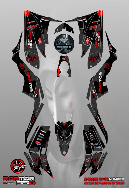 Yamaha Raptor 350 2004-2014 full graphics kit sticker decals
