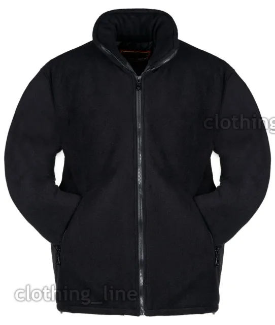 Mens Extra Thick Fleece Heavy Duty Work Jacket Padded Anti Pill Winter Black 2
