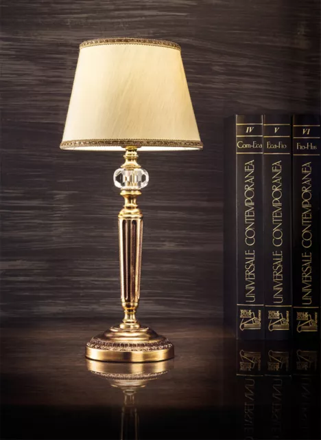 Table Lamp Brass Gold Antique And Crystal MS-385