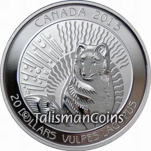 Canada 2013 ARCTIC FOX Untamed Canada $20 Pure Silver Proof in FULL OGP + CoA