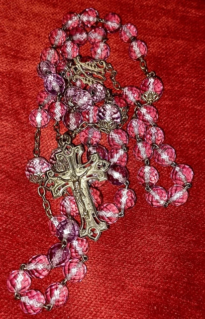 Ancien Collier-chapelet Art Déco / Art Nouveau, En Métal Argenté. Un Bijou De Créateur, Style CH01. Pour Les Amateurs De Bijoux Anciens Et De Symboles Religieux. Pièce Unique Avec Une Belle Patine.