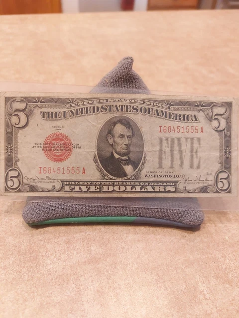 1928-F  Five Dollar $5 Red Seal