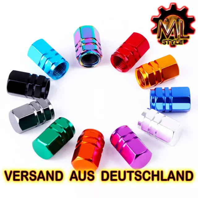 4St. Set Aluminium Ventilkappen Deckel Auto Fahrrad Motorrad Ventile Metall Kfz