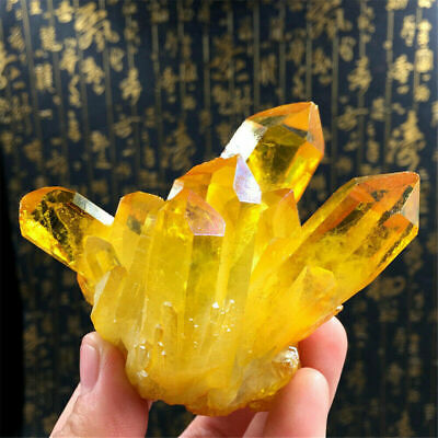 2PCS Citrine Quartz Cluster Crystal Gem Stone Mineral Healing Specimen Ornament
